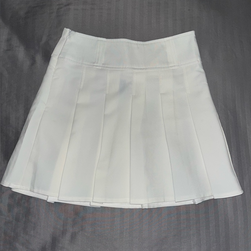 White High-waisted Pleated Skirt (Size: XS)